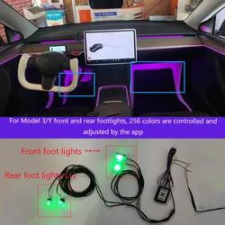 256 color LED foot light for Tesla model 3/y foot socket LED ambient light Foot light