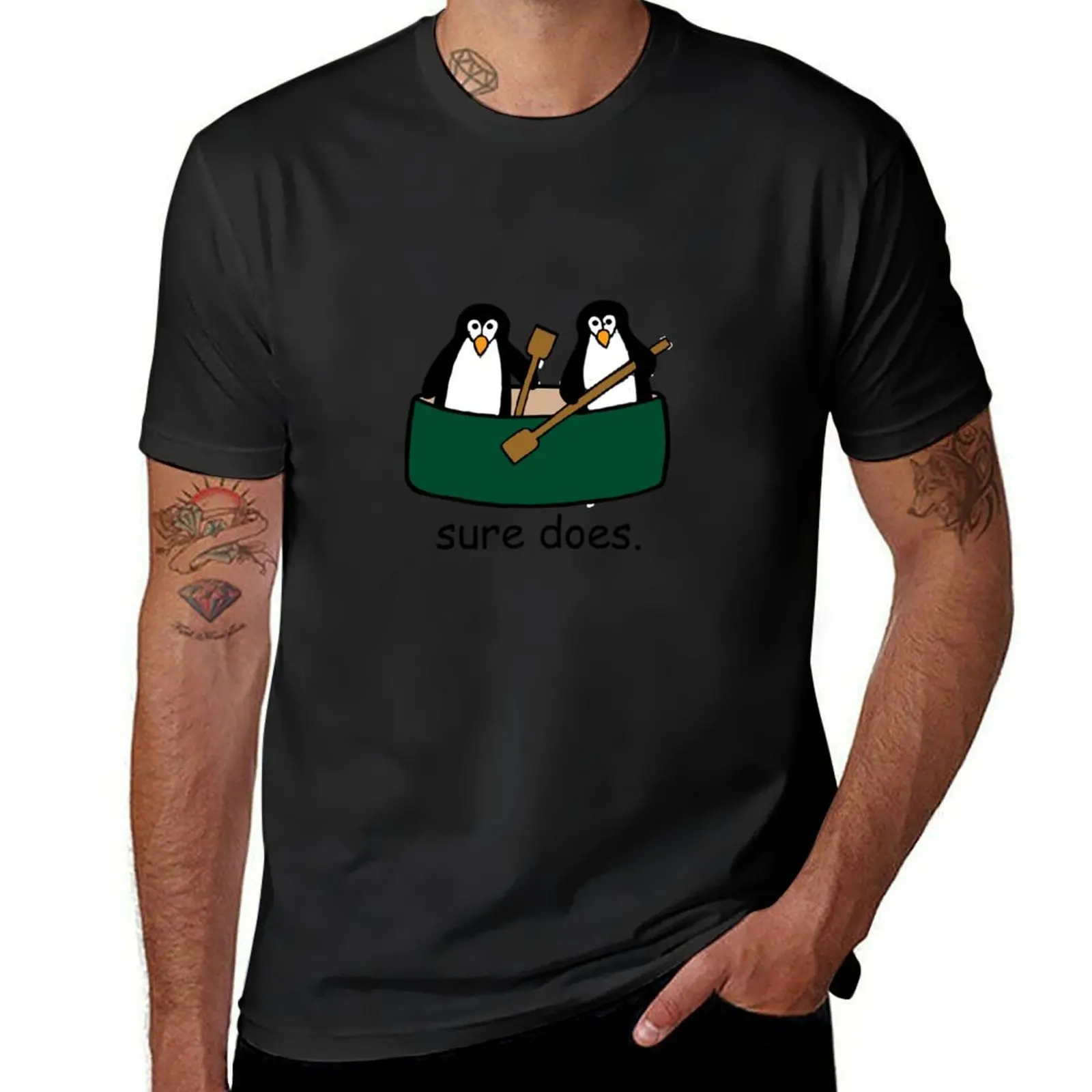 

Two Penguins in a Canoe T-Shirt summer top plain valentines boutique clothes summer shirt men clothes