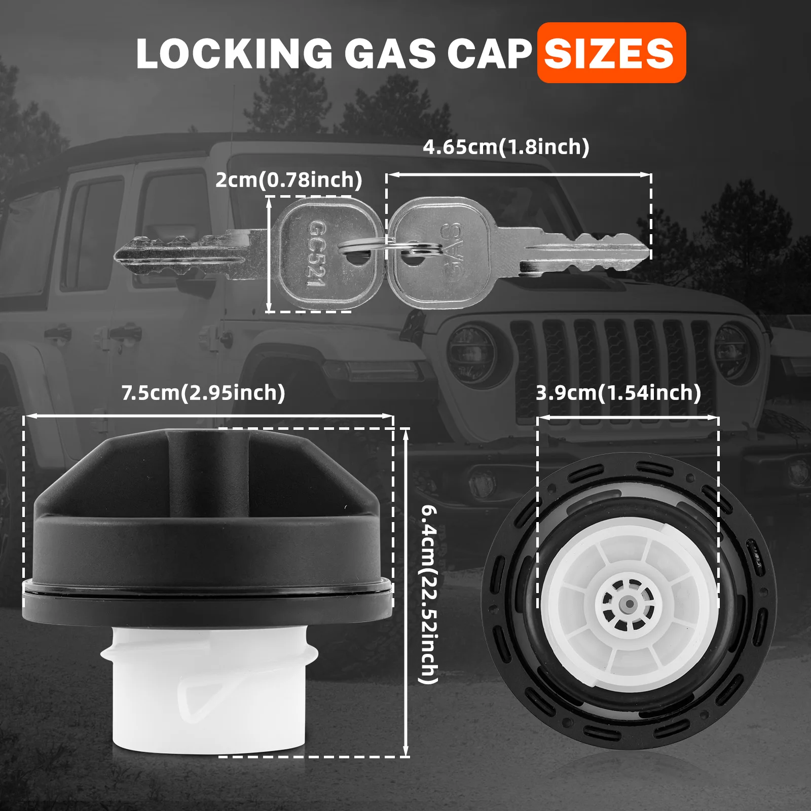 Tapa de Gas de bloqueo de coche, llave de tapa de combustible para Chrysler, Dodge, Jeep, Ram, Challenger, Grand Caravan, Ram 1500, Cherokee,