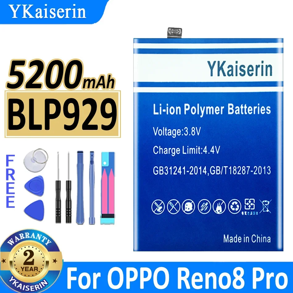 5200mAh YKaiserin Battery BLP929 For OPPO Reno 8 Pro + 8Pro+ 8pro Bateria