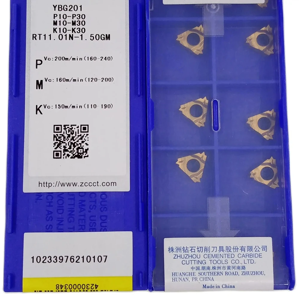 

ZCC Thread Carbide Insert RT11 RT11.01N-1.00GM YBG201 Threading Tool machining for steel，stainless steel，cast iron RT11.01N