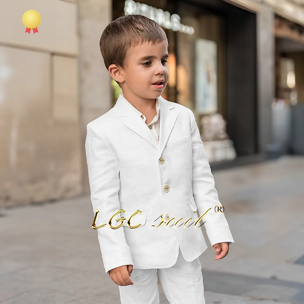 Boys' linen casual suit 2-piece suit, suitable for outdoor holiday parties, customized suit for children aged 2-16 years old