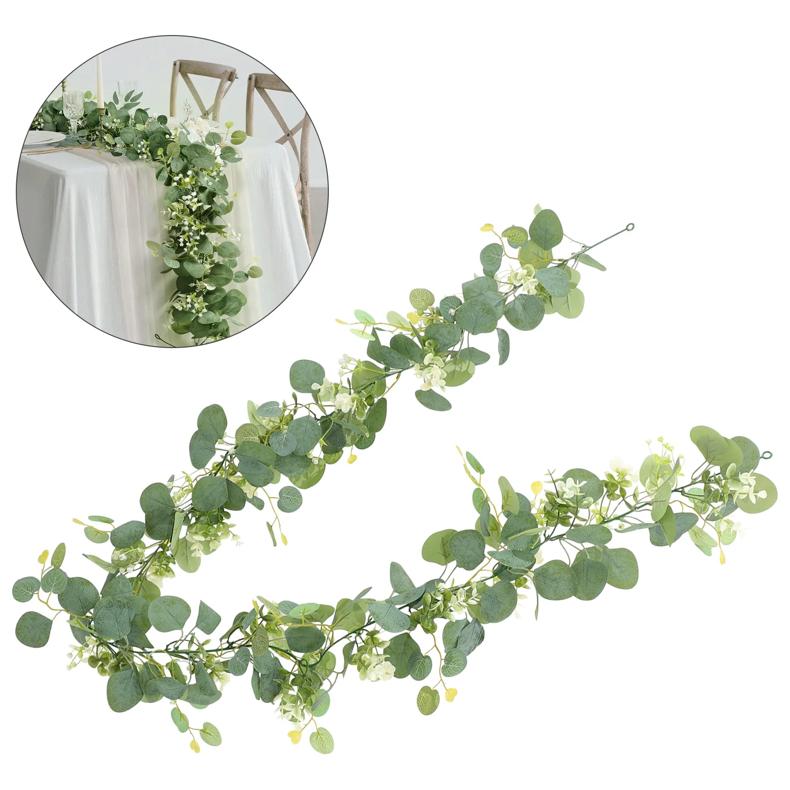 

Artificial Eucalyptus Vine Fake Gypsophila Leaves Garland Wedding Wall Hanging Decor Faux Vine Plant for Festival Party