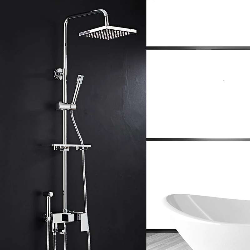 Bathroom Shower Black/Chrome Circular Shower Set Household Copper Pressurized Bathroom Shower Head With Manual Shower Faucet