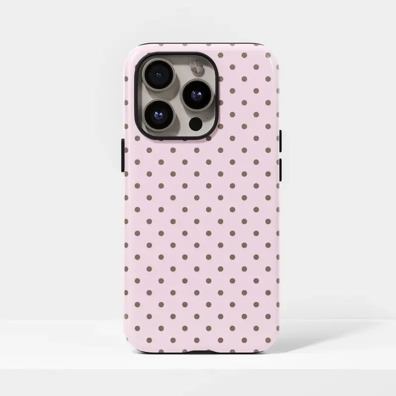 Cute Polka Dots Pink Phone Case for IPhone 17 16e 16 15 14 13 12 11 X XS XR XSMAX 7 8 Air Pro Max Plus Luxury Double-layer Cover