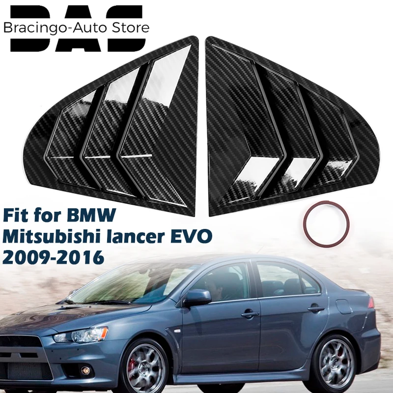 Bracingo For Mitsubishi Lancer EVO 2009-2016 Rear Quarter Side Window Louver Shutter Trim Spoiler Outlet Vent Panel Carbon Fiber