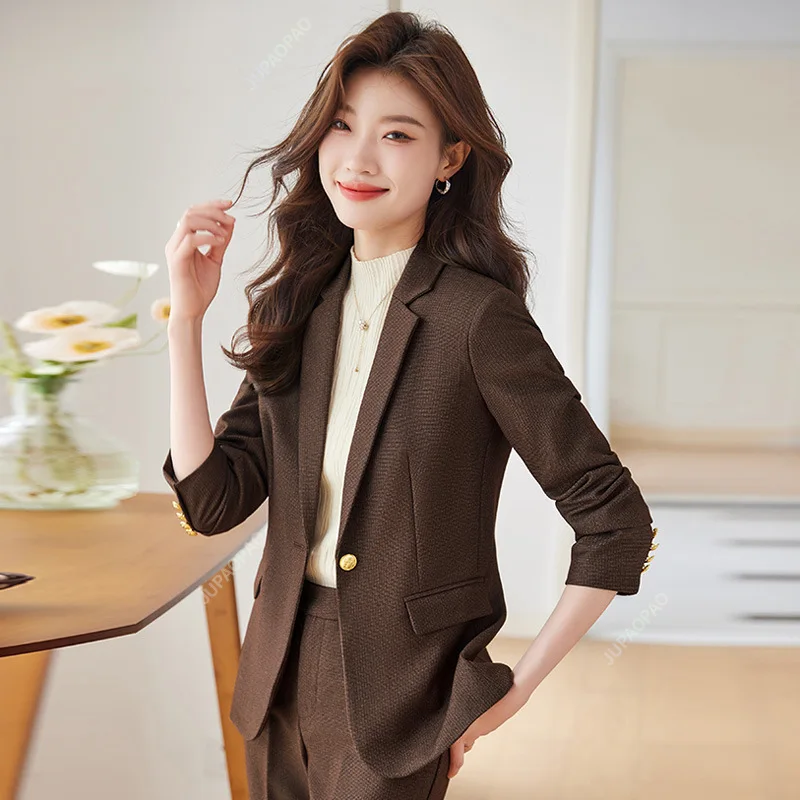 

Autumn Winter Women Formal Business Suits With Pants And Jackets Coat OL Styles Fashion Elegant Professional Pantsuits