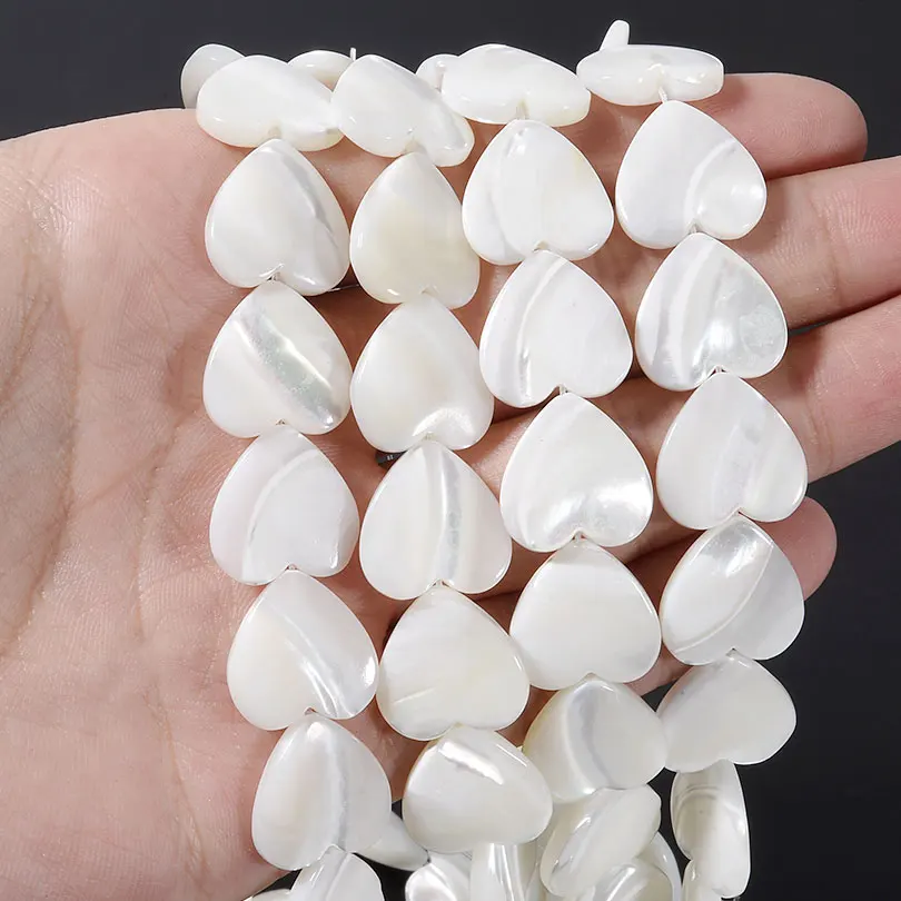 5-30pcs/lot Natural White Shell Love Heart Shaped Beads Loose Spacers Heart Shaped Jewelry Making DIY Necklace Earring Findings