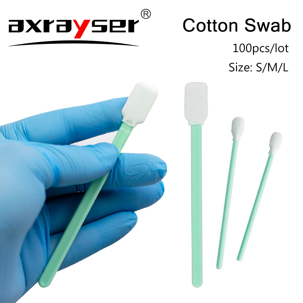 Imagem -02 - Indústria Cotonete Não Tecido Anti-estático Dust Off para Fiber Laser Focus Lens Windows Protective Cleaning Tools 100 Pcs