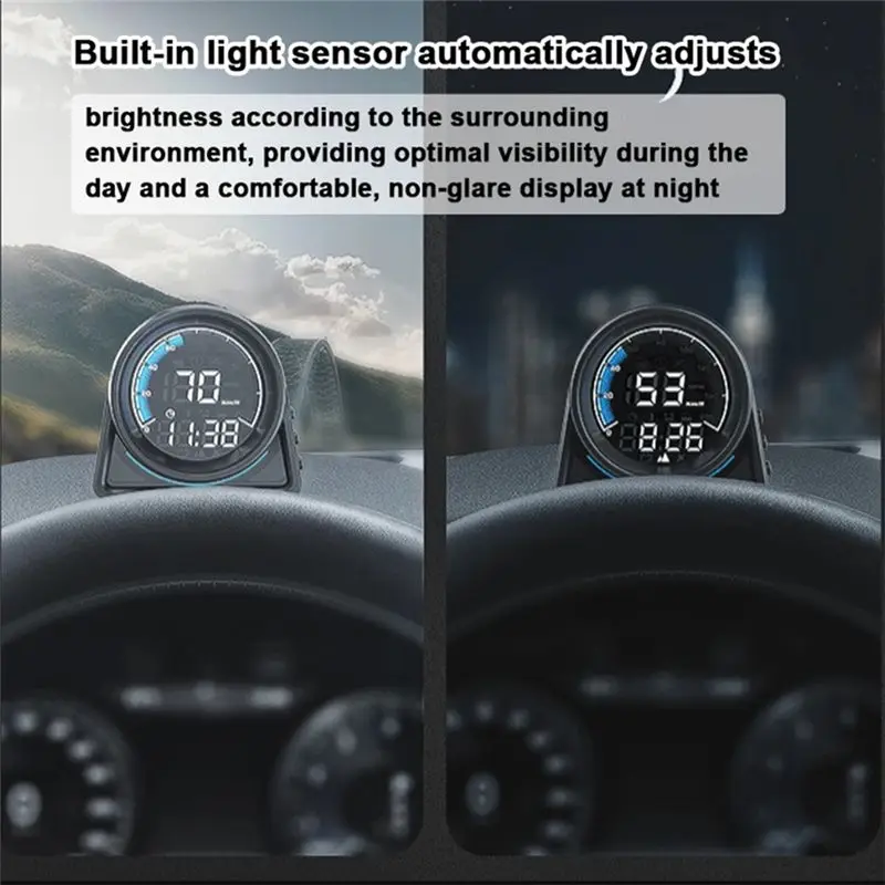 

Автомобильный проекционный дисплей (HUD) с GPS, цифровой спидометр (KMH/MPH) с LED-дисплеем, оповещением о скорости и напоминанием о усталости за рулем для легковых автомобилей, автофургонов, внедорожников, черный, ABS