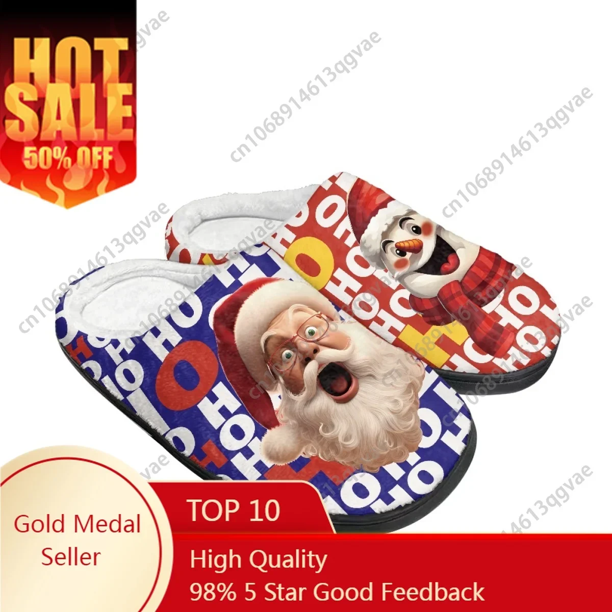 

Christmas Cute Santa Claus Cartoon Print HOHO Home Cotton Slippers Mens Womens Teenager Plush Bedroom Keep Warm Custom Slipper