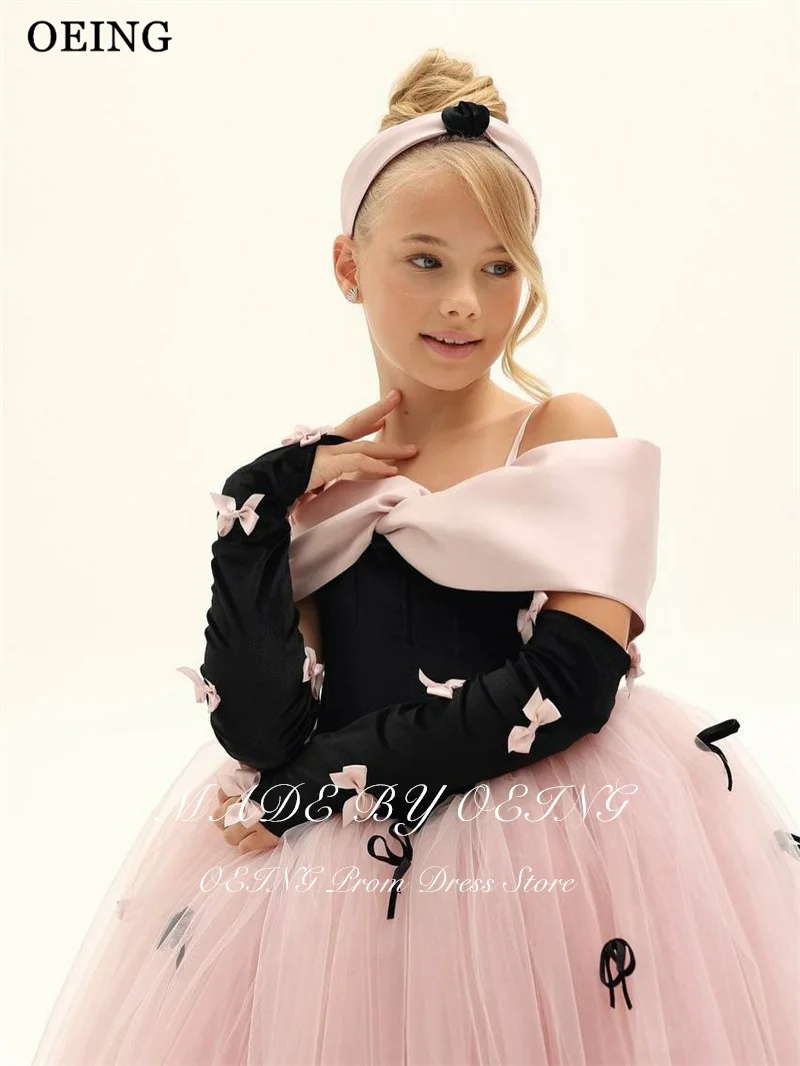 BOEING Luxus Ball Blumenmädchenkleider Schulterfrei Applikationen Hochzeitskleid Bodenlang Prinzessin Geburtstagskleid Maßgeschneidert