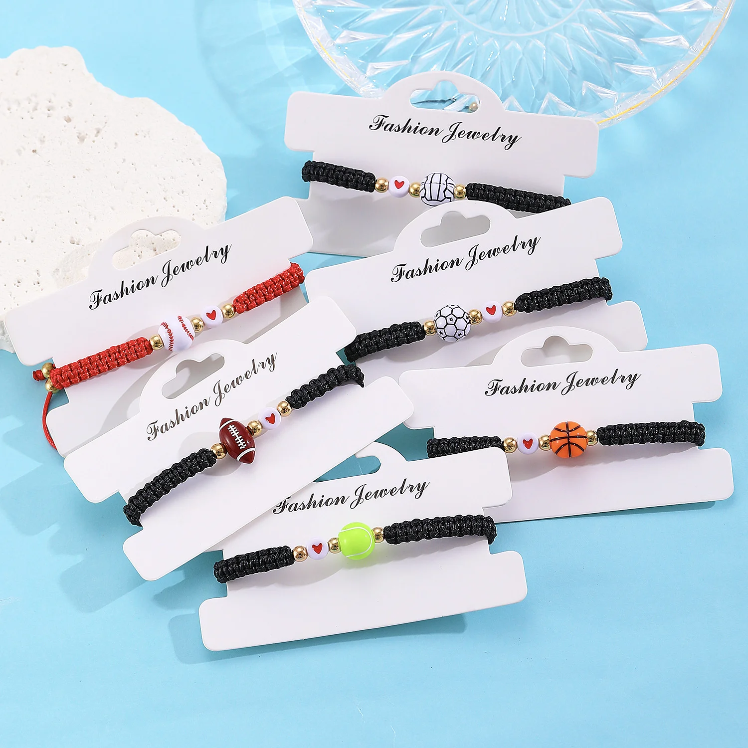 العصرية رياضة كرة السلة كرة القدم البيسبول سوار للرجل المرأة اليدوية سوار القلب الخرز هدية لصديقها أساور مجوهرات