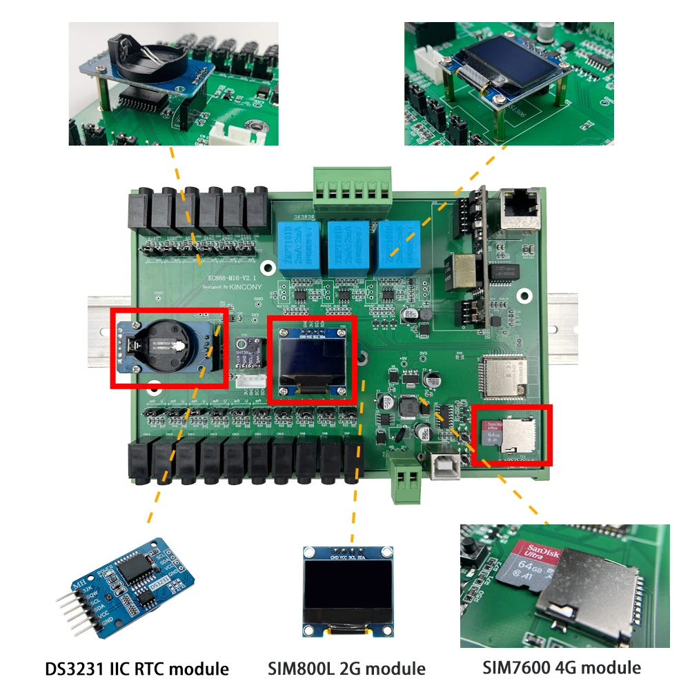 KC868-M16v2 ESP32-32UE Ct Clamp Energy Meter Power Monitor RJ45/WiFi ESPHome Tasmota Arduino IDE SD Card SSD1306 IIC RTC Module