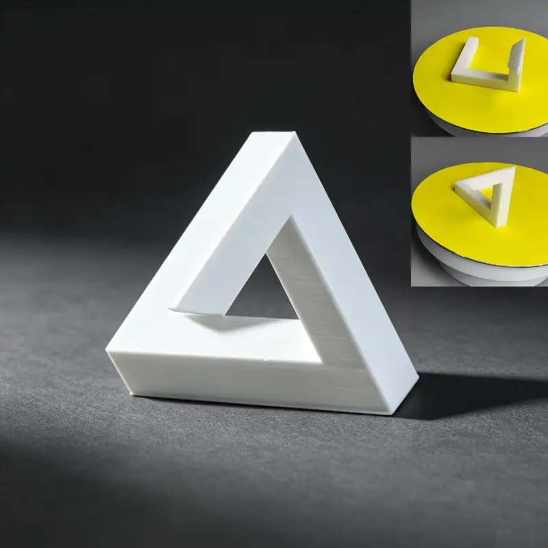Penrose Triangle Ornament, Optical Illusion Design, Desktop Decoration Stress Relief Model Collectible Figurines