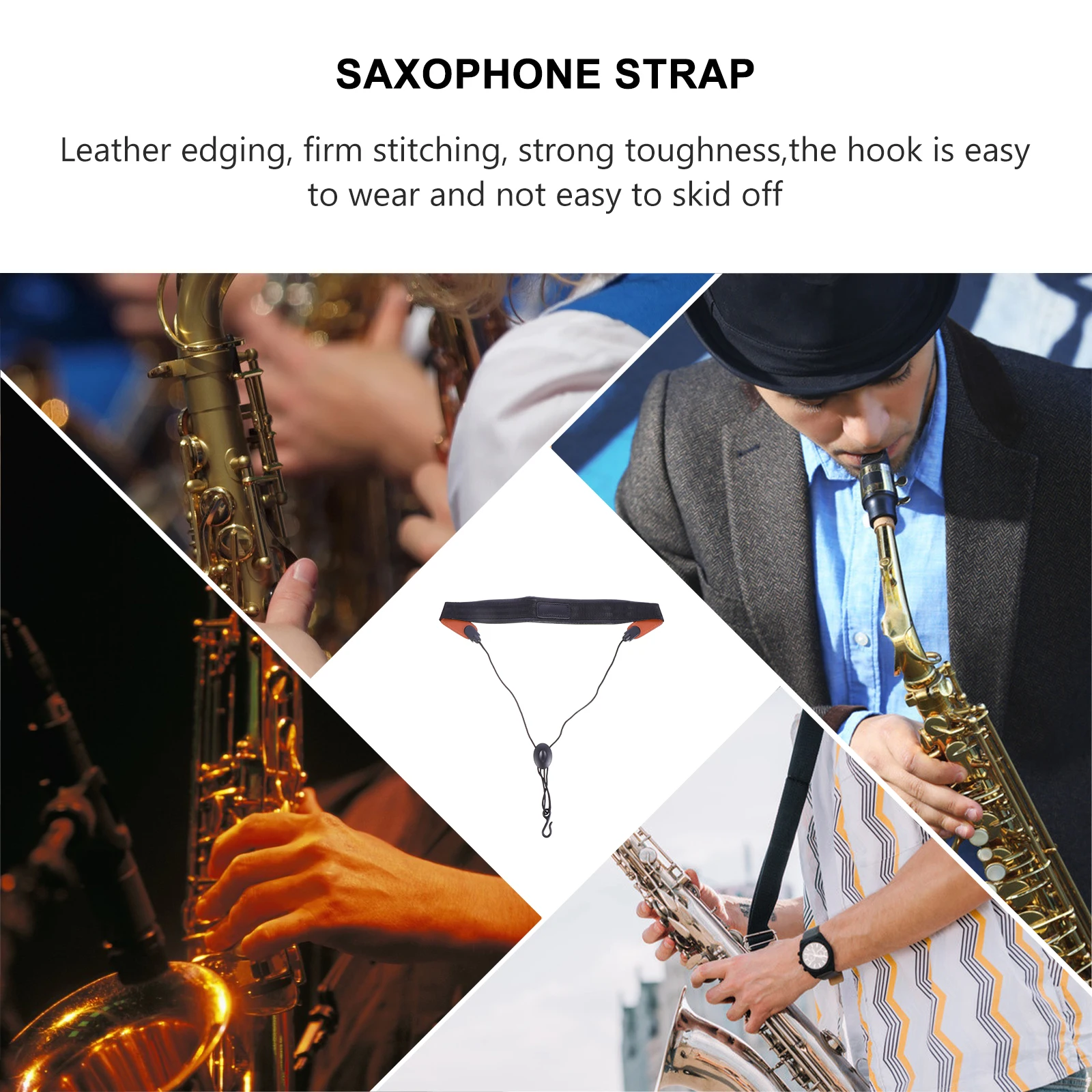 

Musical Instrument Belt Adjustable Cloth Neck Straps for Saxophone Foldable Comfortable Universal Design Suitable All Players