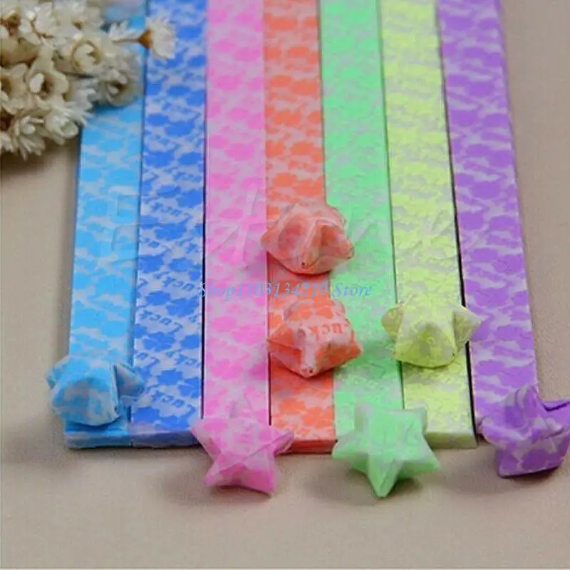 N5KC 30pcs Luminous Lucky Star Folding Paper Lucky Star Paper Ribbon