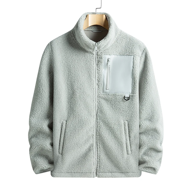

Cashmere Autumn Winter Men's Fleece Jackets Cold Weather Thermal Jacket Women's Solid Color Coats New Zipper Work Outwear