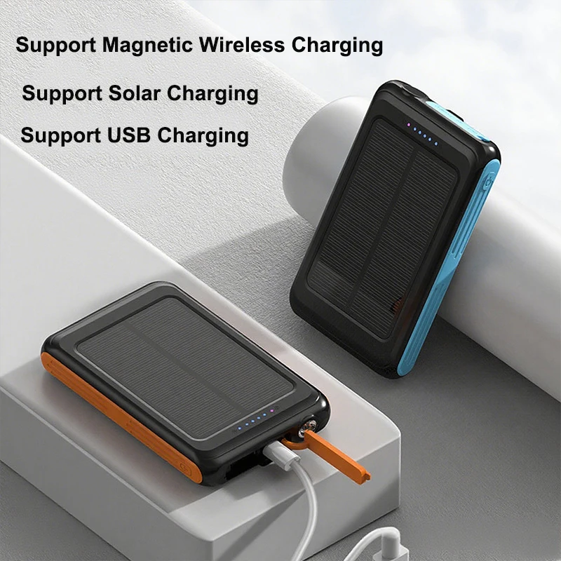 Solar Power Bank Magnetic Wireless Charger Magsafe Powerbank for iPhone 16 15 14 13 12 11 Mini Portable External Battery Charger