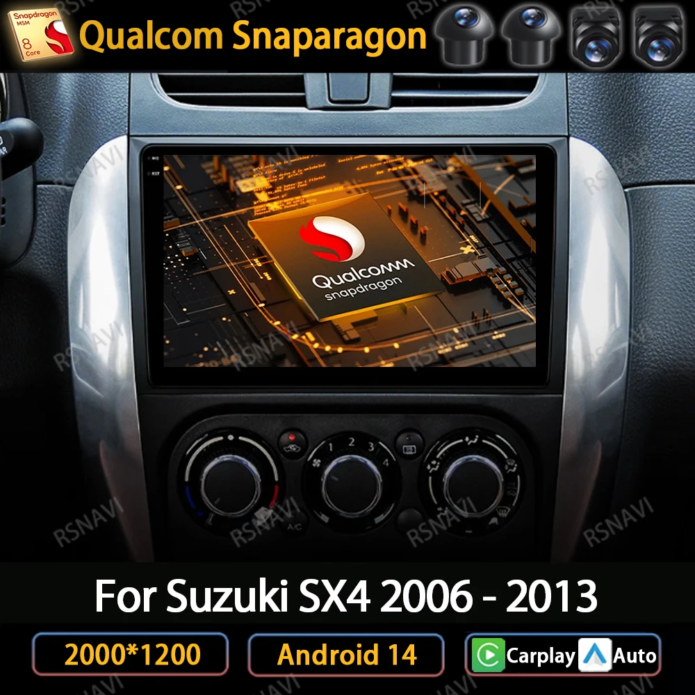 

Android 14 Беспроводной CarPlay Auto для Suzuki SX4 2006-2013 для Fiat Sedici 2005-2014 Автомобильный радиоприемник Мультимедийный видеоплеер GPS 4G