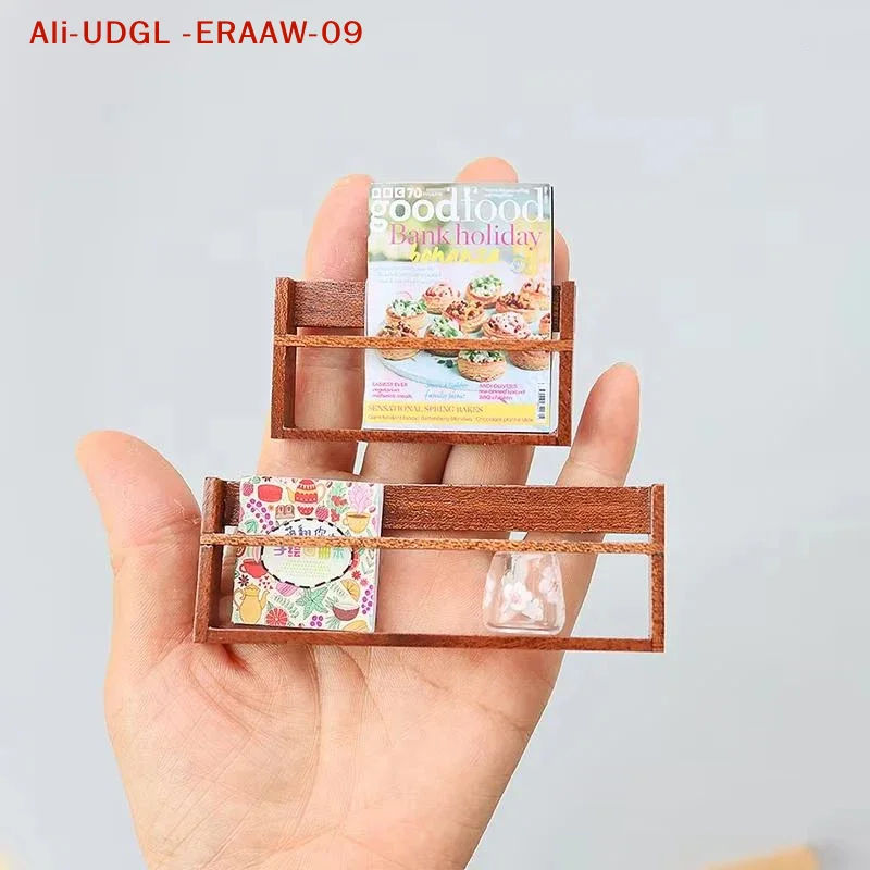 1 Set Miniature Small Ornament Dollhouse Simple European Solid Wood Storage Cabinet Rack Bookshelf Cabinet Furniture