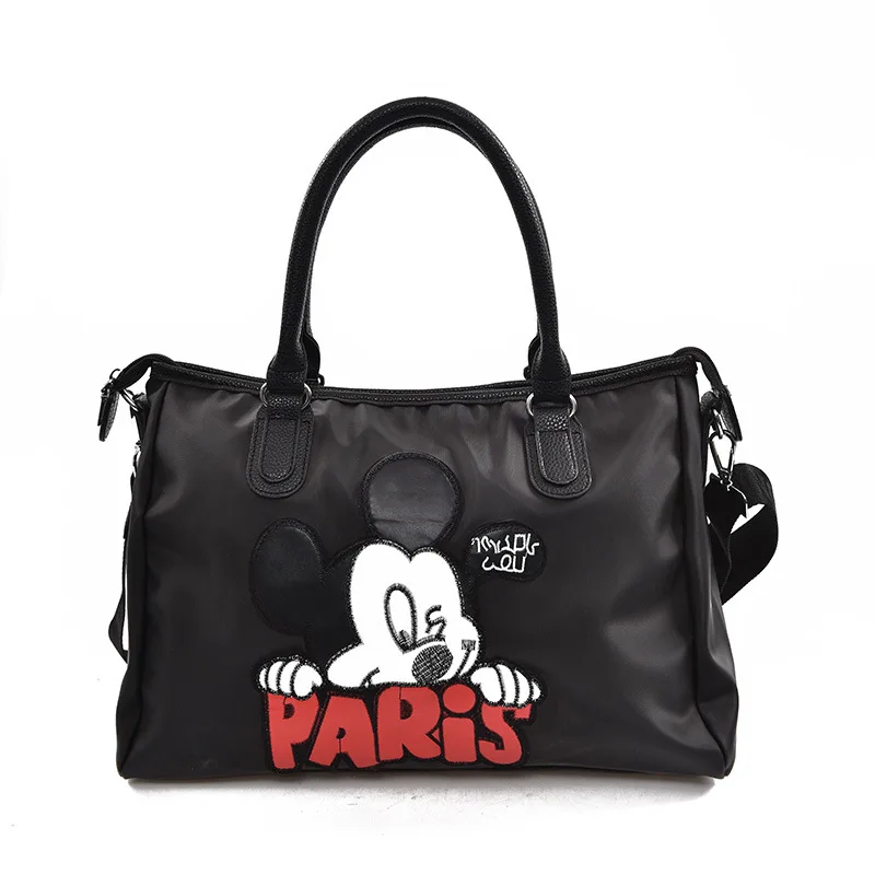 MINISO Disney Mickey Badge Short-distance Travel Bag Women\'s Large-capacity Casual Handbag Shoulder Bag Luggage Bag Fitness Bag