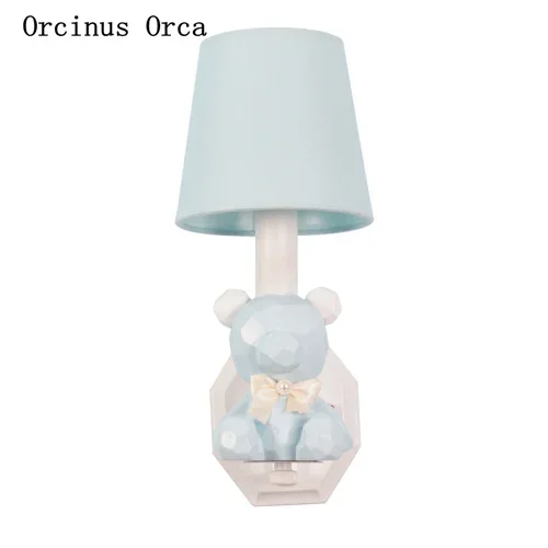 Cartoon Creative Colorful Bear Wall Lamp Boys and Girls Bedroom Children's Room Lamp Nordic Simple LED Animal Wall Lamp