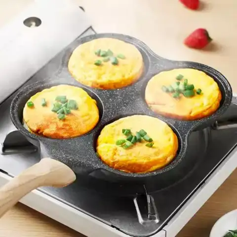 4구멍 두꺼운 비粘 팬, 오믈렛 및 스테이크 요리용 아침 식사 메이커