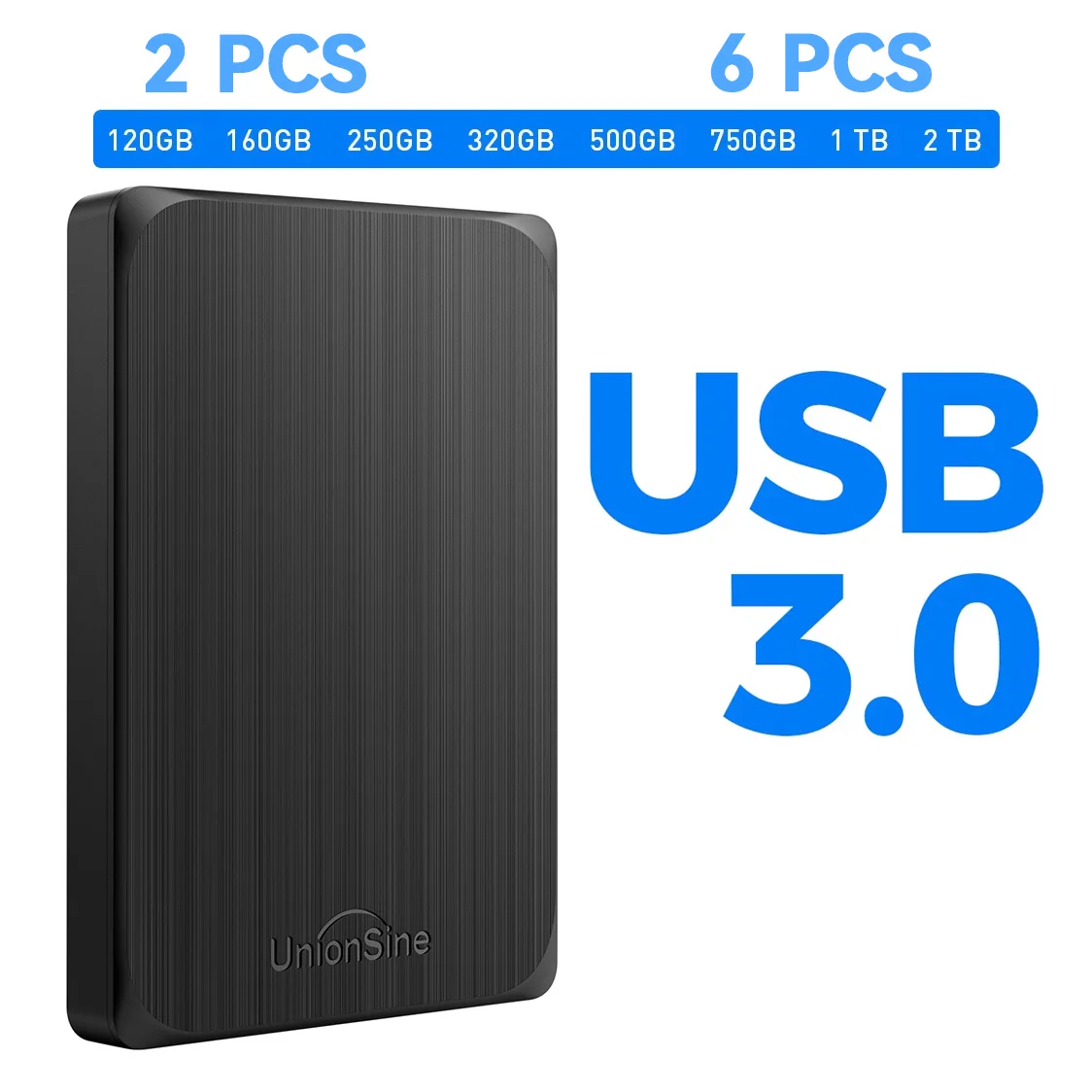 【新品未開封】UnionSine 外付けHDD 500GB 【ブラック】2個 UnionSine 500GB 超薄ポータブルHDD USB3.0