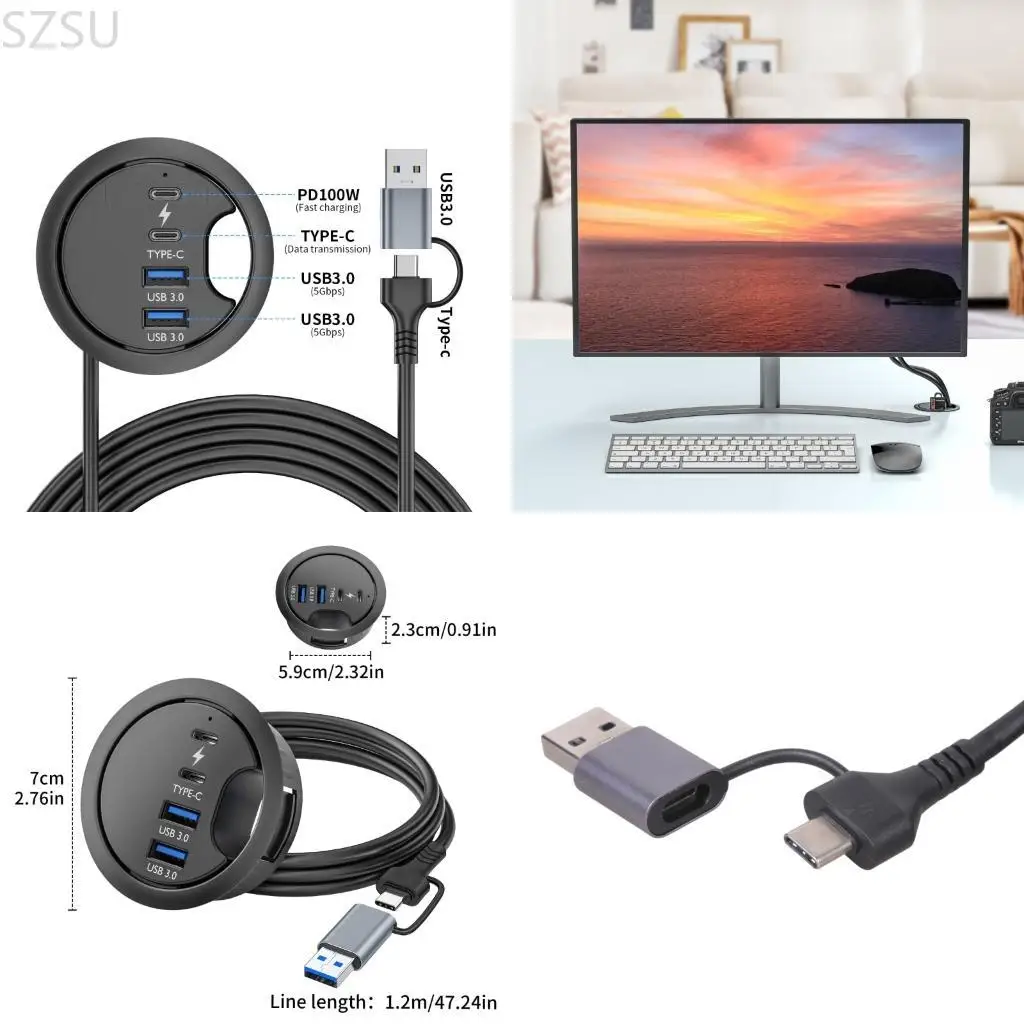 szsu-usb-docking-station-usb-dock-laptop-docking-station-desktop-grommet-hole-desktop-cable-organization-for-pc-laptop