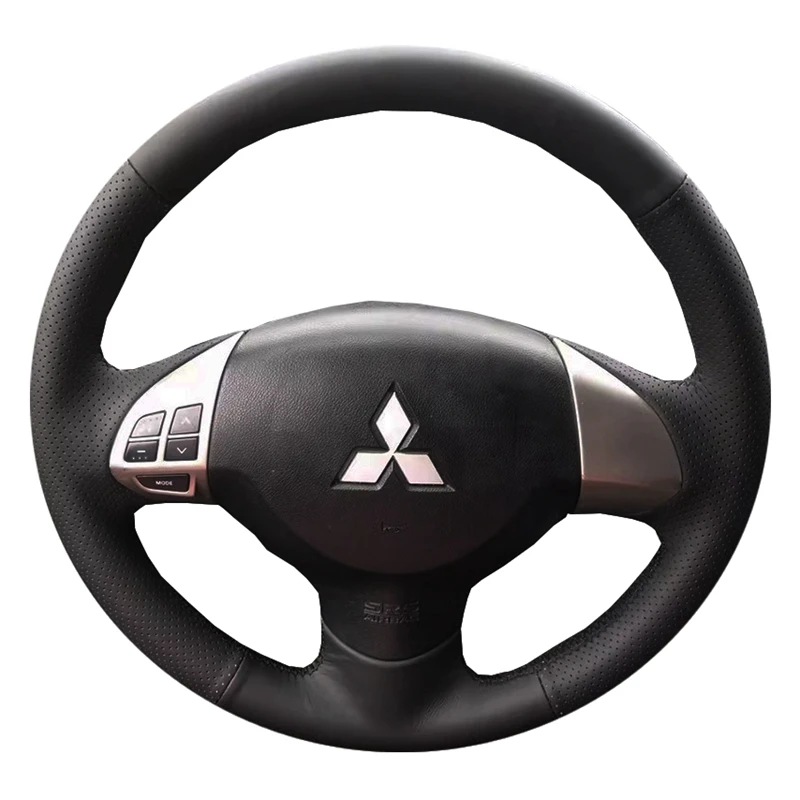 Hand Sew Black Microfiber Leather Car Steering Wheel Cover For Mitsubishi Lancer EX 10 Lancer X Outlander ASX Colt Pajero Sport