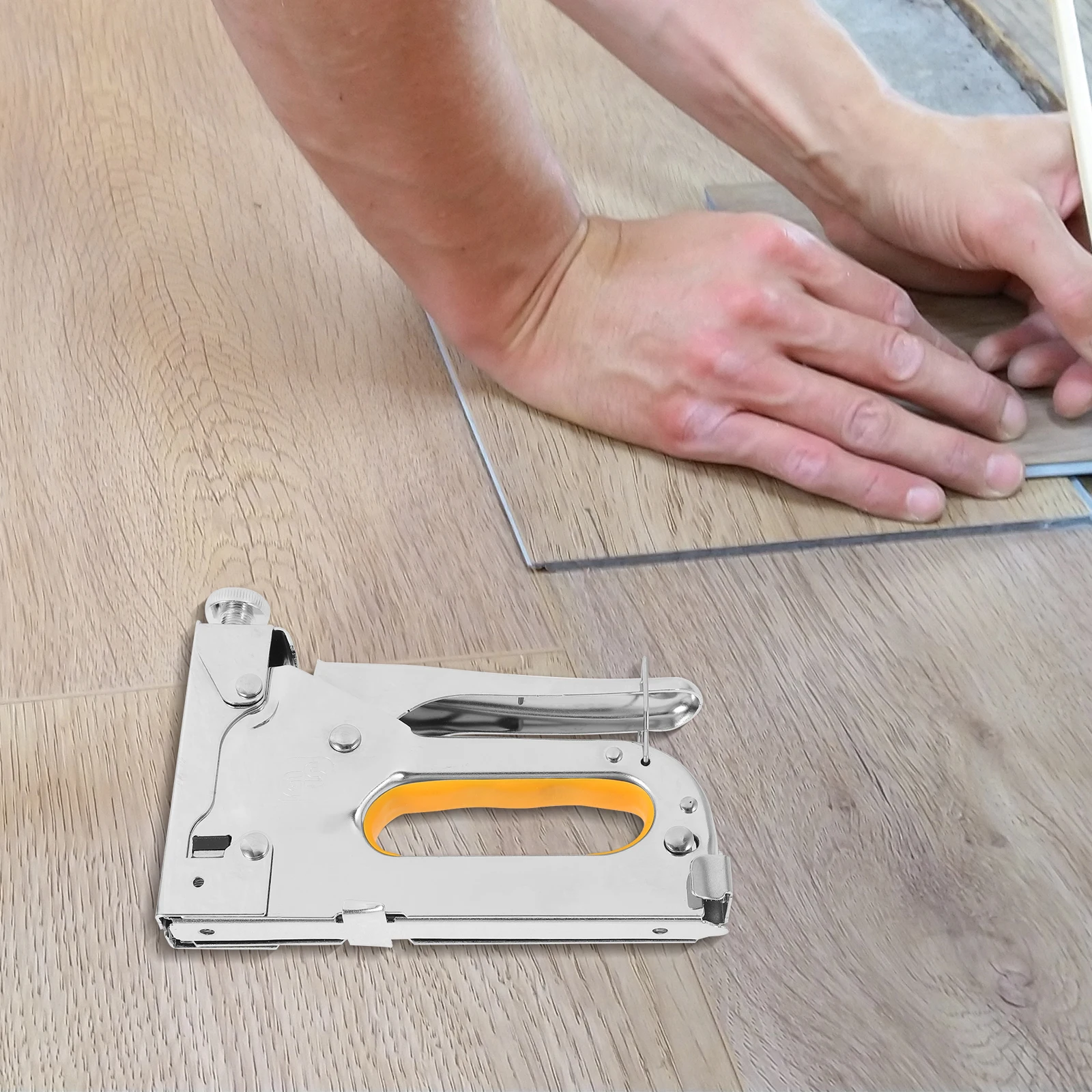 

Three Use Nail Gun Staple Tool Heavy Duty for Wood Crafts Manual Hand Operated Durable Construction Long Lasting Mechanism Safe