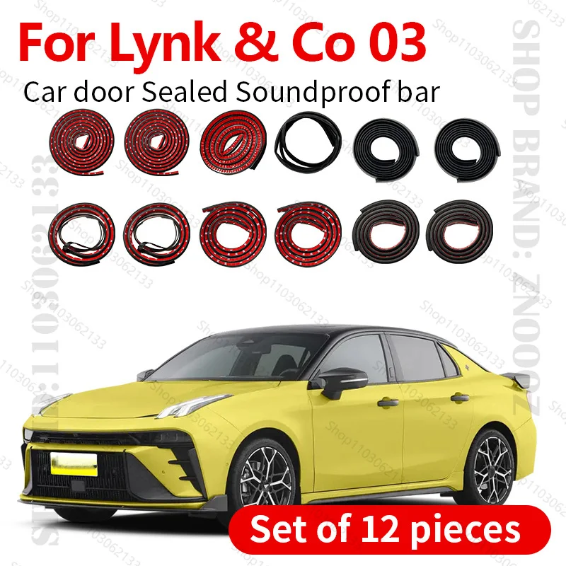 

For Lynk & co 03 Car Door Seal Strip Rubber Double Layer Sealing Protector Soundproof Strip Dustproof Seal Strip 12PCS Set