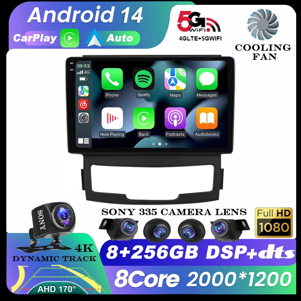 

Android 14 WIFI+4G Carplay Auto For SsangYong Korando 3 Actyon 2 2010 - 2013 Car Radio Multimedia Video Player Navigation GPS