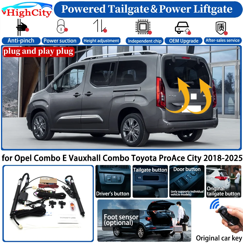 for Opel Combo E Vauxhall Combo Toyota ProAce City 2018-2025 Car Automatic Smart Powered Tailgate Power Liftgate Trunk Lift Kit
