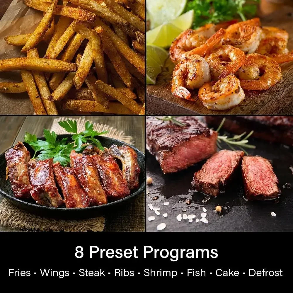 مقلاة هوائية 5.8QT 8 في 1 برامج الطبخ الذكية غير لاصقة للاستخدام في غسالة الأطباق، أدوات تحكم رقمية، ميزات السلامة، عائلة صيانة سهلة