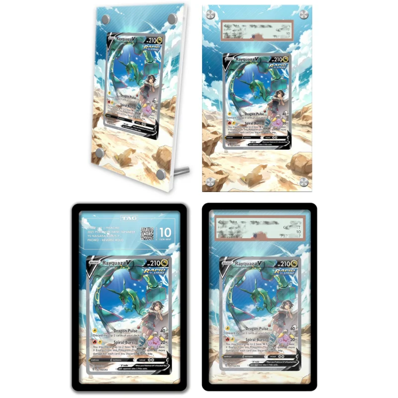 display-de-arte-anime-para-pokemon-rayquaza-sword-shield-estojo-protetor-de-acrilico-para-arte-de-jogo-de-anime-presente-chaveiro-nivel-de-avaliacao