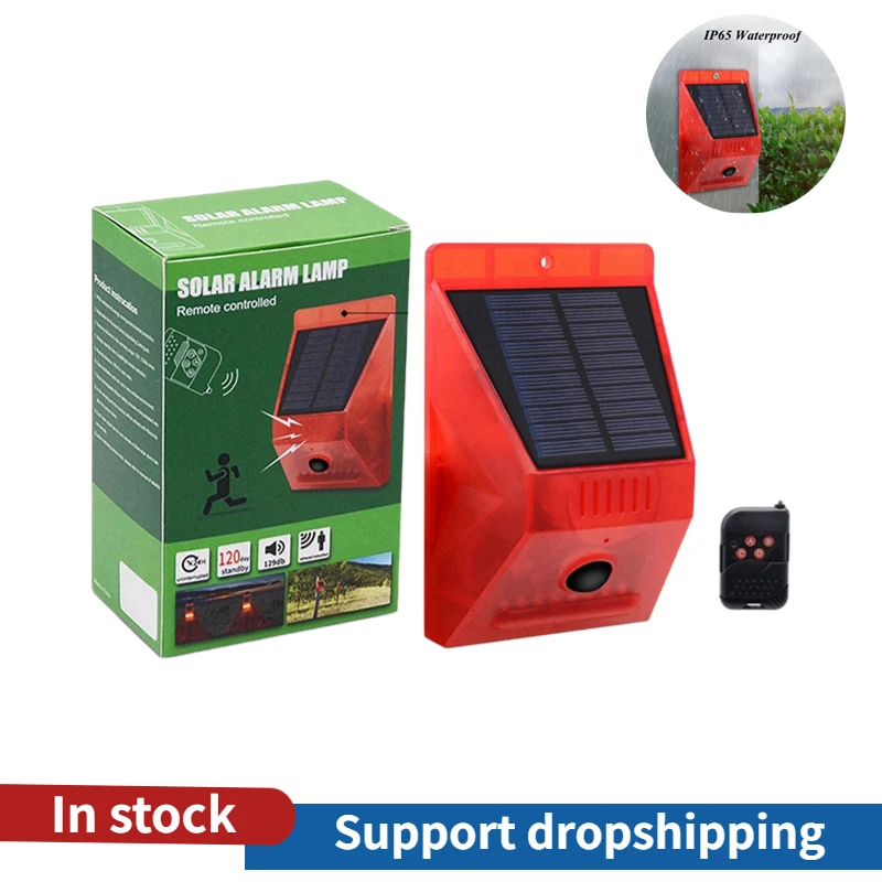 Solar Alarm Lamp with PIR Motion Sensor Remote Control Siren Waterproof 129dB Security Alarm Siren Lamp Home Outdoor Yard Farm