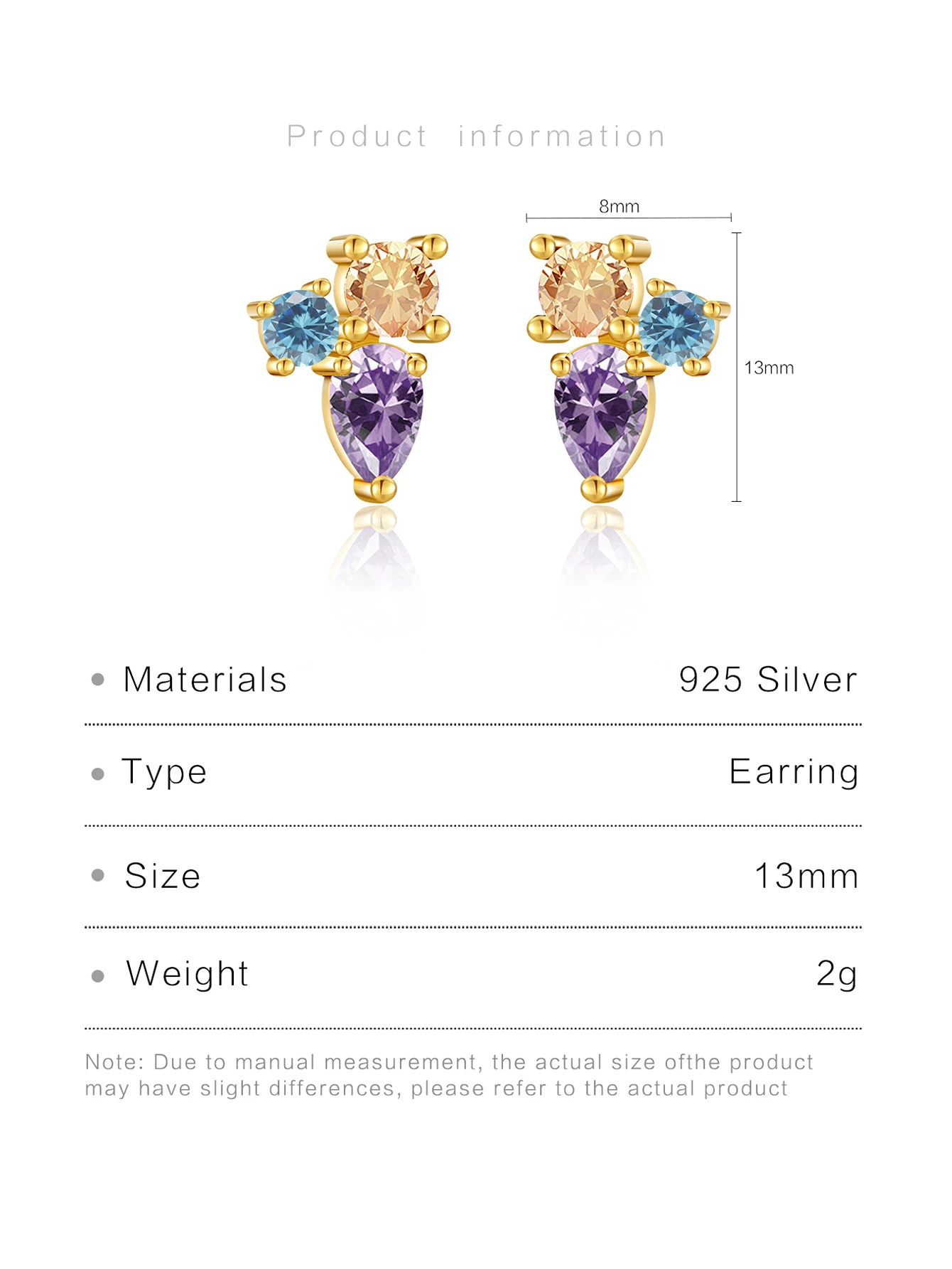 DPLAOPA Women 925 Sterling Silver Muilt Color Zircon CZ Stud Earring 2024 New Luxury Fine Anniversary Gift Vintage Jewelry 5