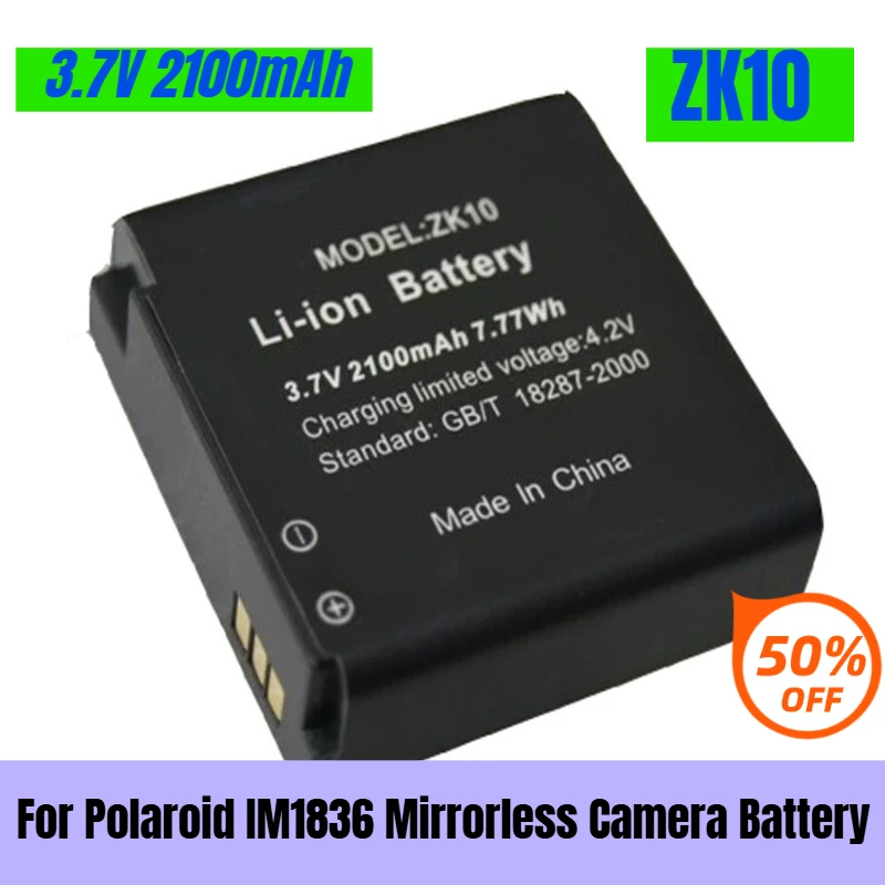 

3.7V 2100mAh ZK10 for Polaroid IM1836 Mirrorless Camera Battery