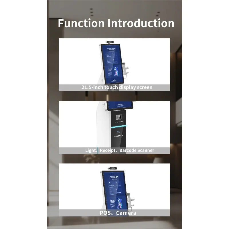 Bank & Restaurant Self Service Kiosk with  and Barcode Reader  Display Floor Standing Terminal