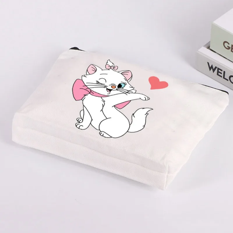 Kawaii Disney The Aristocats Marie Cat Travel Women's Cosmetic Bag Causal Makeup Bag Storage Makeup Pouch Organizer Cosmetic Bag