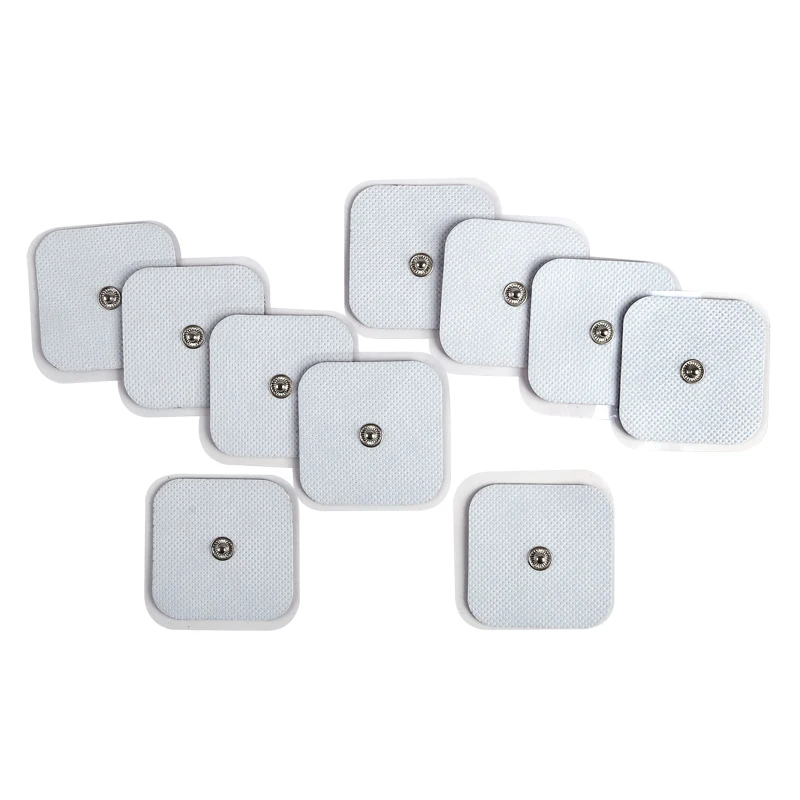 10 Pcs Nerve Stimulator Electrode Pads Conductive Electrodes Pads Use For TENS/EMS Unit Size 5cm*5cm With Button 3.5mm