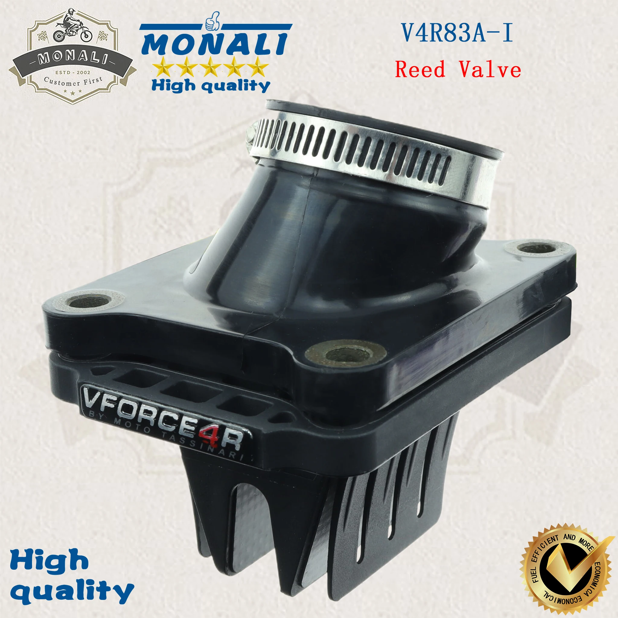 The VForce (V-force) 4 Reed Valve with Intake Manifold (model: V4R83A-i) is designed for Suzuki models including Satria 120 Ru 2