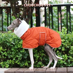 Abrigo de invierno para perro con cuello de tortuga acolchado naranja, cálido, Galgo Italiano, Whippet de algodón ajustable