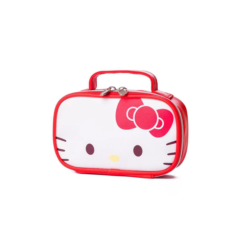 Sanrio Anime bolsa de cosméticos Cinnamoroll Hello Kitty Kawaii dibujos animados belleza bolsa de maquillaje de viaje bolsa de almacenamiento de artículos de tocador juguetes regalos para niñas