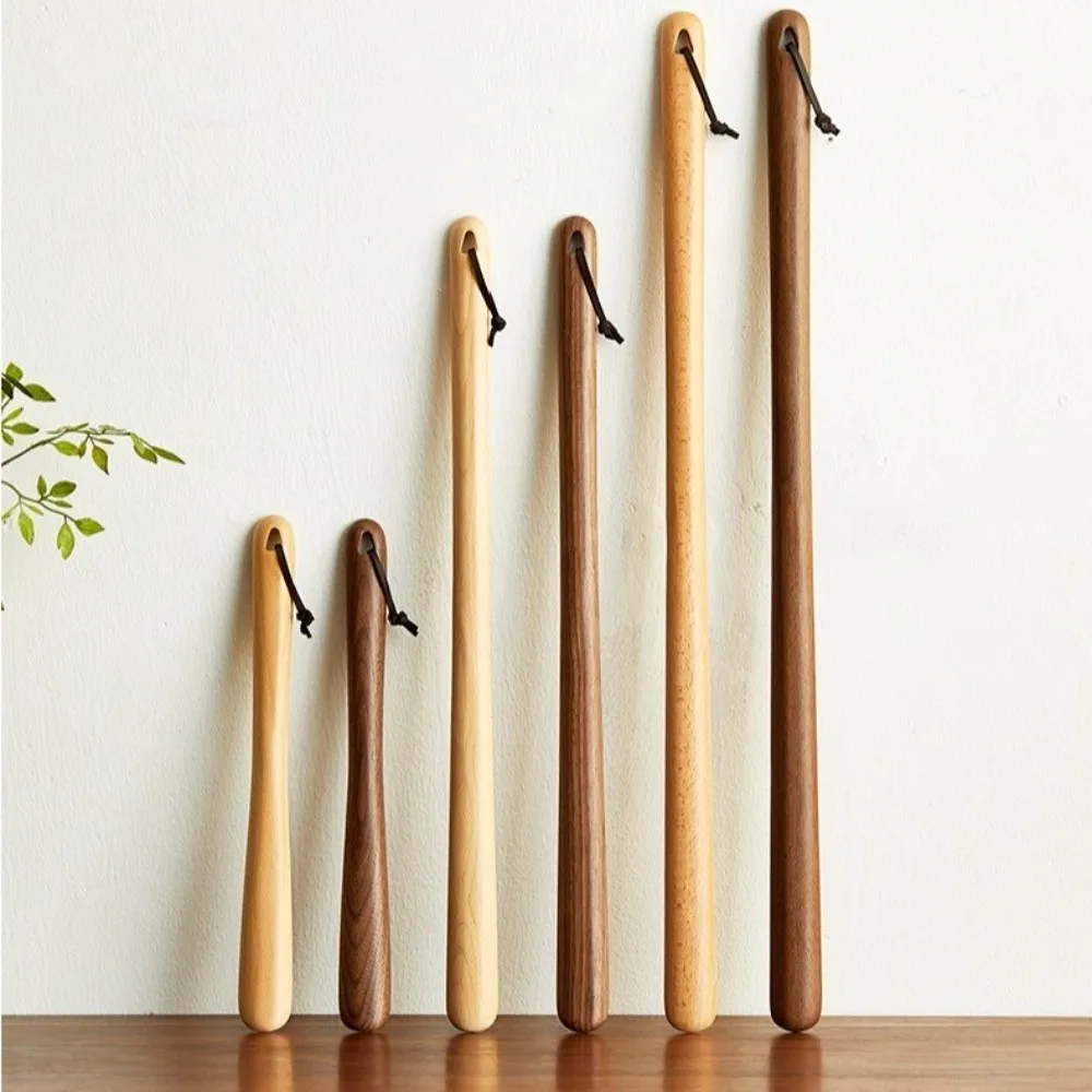 Wooden Shoehorn Extended-length Household Shoe Puller Smooth Edge & Ergonomic Grip Long shoe Lifter for Elderly, Pregnant Women