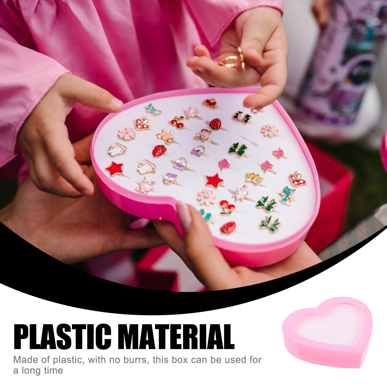 

Small Ring Storage Box Heart Shape Jewelry Organizer Multiple Slots Container Lightweight Ring Holder Simple Storage Case