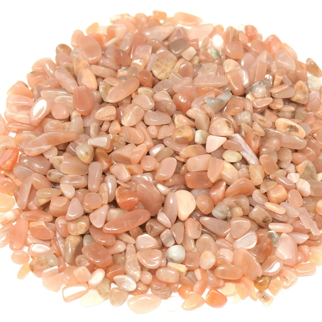 Natural Orange Moonstone Chips, Polished Crystals, for Jewelry Making,  Garden Decoration, Flower Pot Fish Tank Decorative Stone