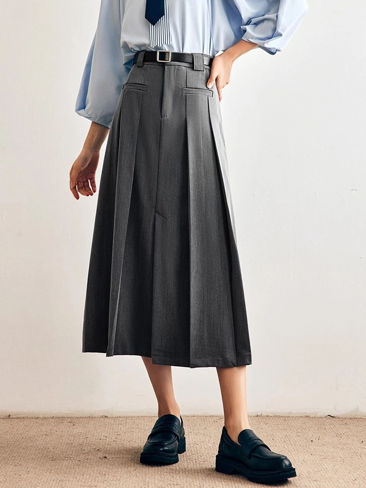 OLrain faldas francesas para mujer, Falda plisada lisa de otoño 2025, falda de cintura alta, ropa femenina elegante de corte a a a la moda O57QB66908